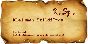 Kleinman Szilárda névjegykártya